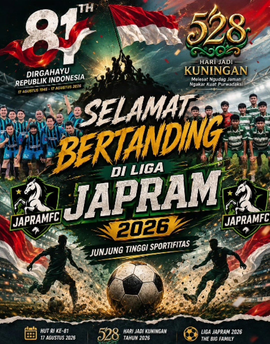 Tak Punya Lapangan Sendiri, Pemuda Gang Gurame Tetap Eksis Gelar “Liga Japram” Rayakan HUT RI ke-81 dan Hari Jadi Kuningan ke-528