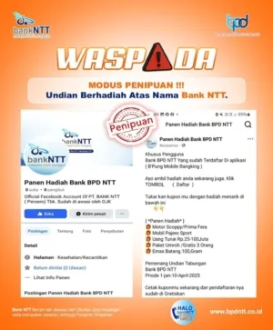 Hoaks Undian Berhadiah Mengatasnamakan Bank NTT
