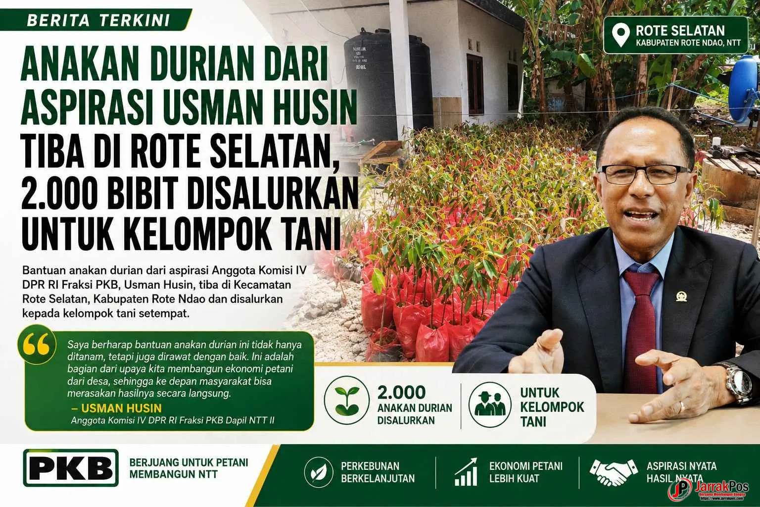 Anakan Durian dari Aspirasi Usman Husin Tiba di Rote Selatan, 2.000 Bibit Disalurkan untuk Kelompok Tani Anakan Durian dari Aspirasi Usman Husin Tiba di Rote Selatan, 2.000 Bibit Disalurkan untuk Kelompok Tani