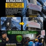 Setelah Didemo LHMB, PLN Mulai Bergerak: Kabel Provider Internet Ilegal di Tiang PLN Dipasangi Stiker Peringatan