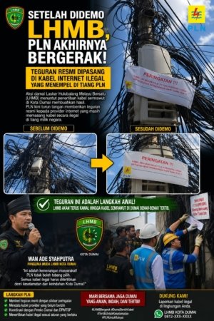 Setelah Didemo LHMB, PLN Mulai Bergerak: Kabel Provider Internet Ilegal di Tiang PLN Dipasangi Stiker Peringatan