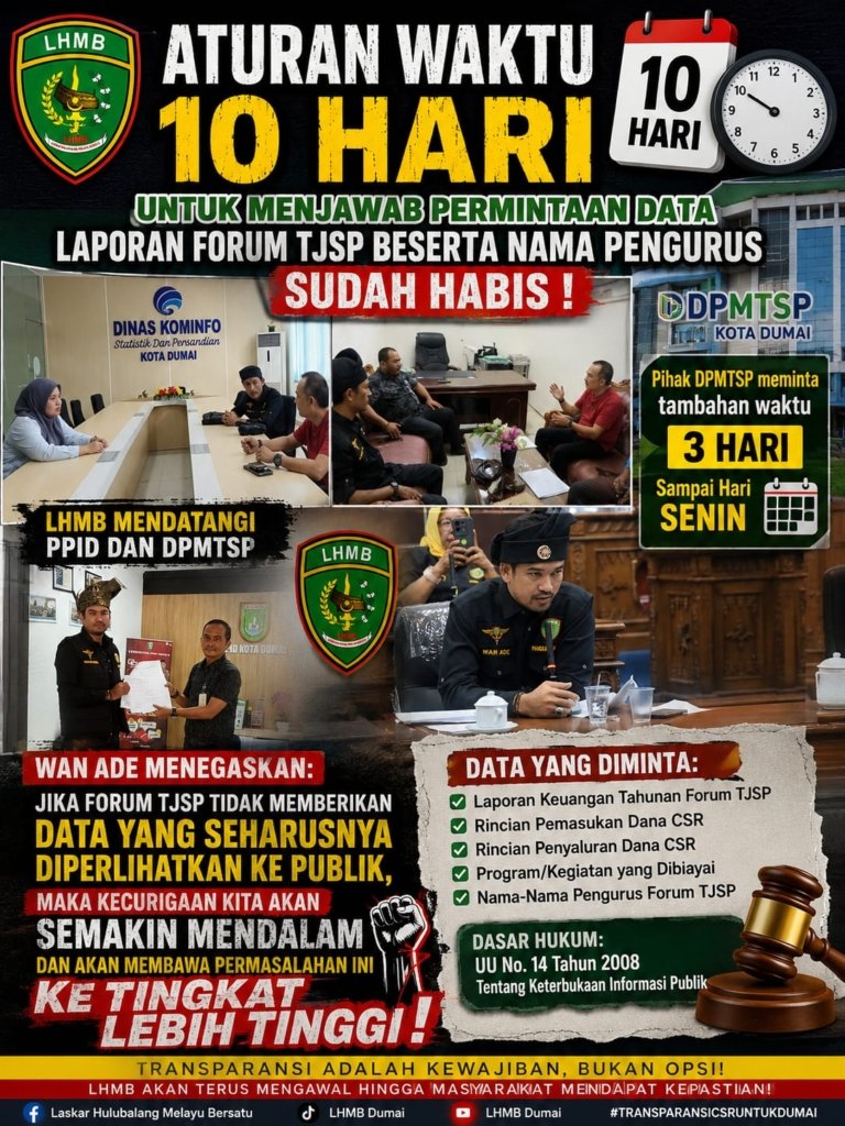 10 Hari Berlalu, Data Laporan Forum TJSP Belum Diberikan, LHMB Datangi PPID dan DPMTSP