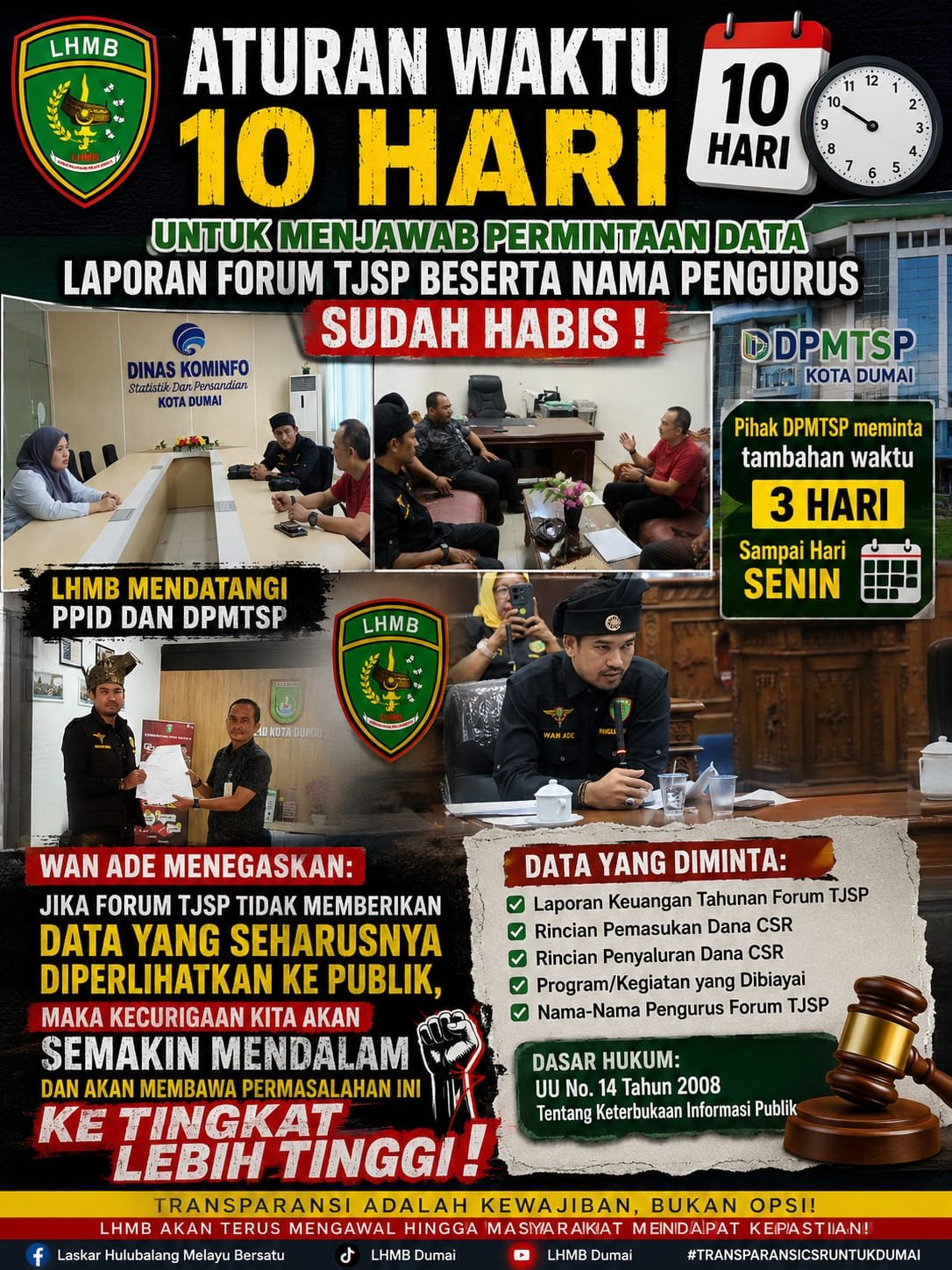 10 Hari Berlalu, Data Laporan Forum TJSP Belum Diberikan, LHMB Datangi PPID dan DPMTSP 10 Hari Berlalu, Data Laporan Forum TJSP Belum Diberikan, LHMB Datangi PPID dan DPMTSP