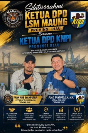 Pererat Persaudaraan, Ketua DPD LSM MAUNG Riau Wan Ade Syahputra Silaturahmi dengan Ketua KNPI Riau Fuad Santoso