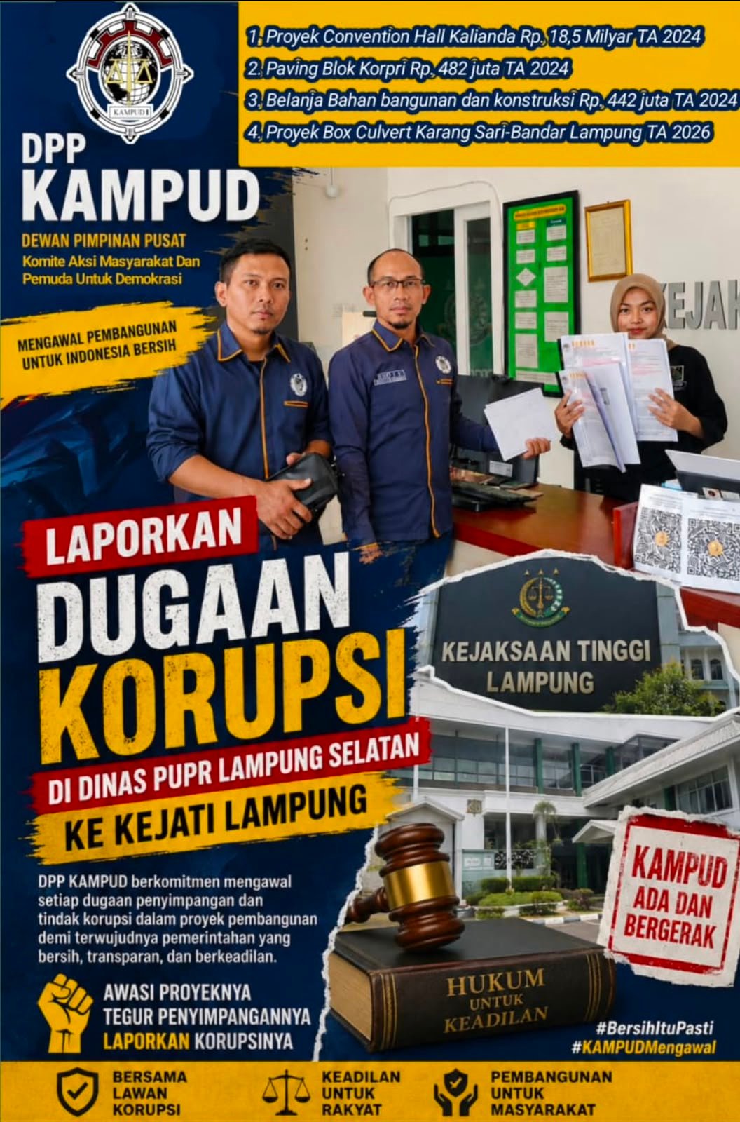 Dugaan KKN Proyek PUPR Lampung Selatan Diadukan ke Kejati, KAMPUD Soroti Tender hingga Pekerjaan Fisik Dugaan KKN Proyek PUPR Lampung Selatan Diadukan ke Kejati, KAMPUD Soroti Tender hingga Pekerjaan Fisik