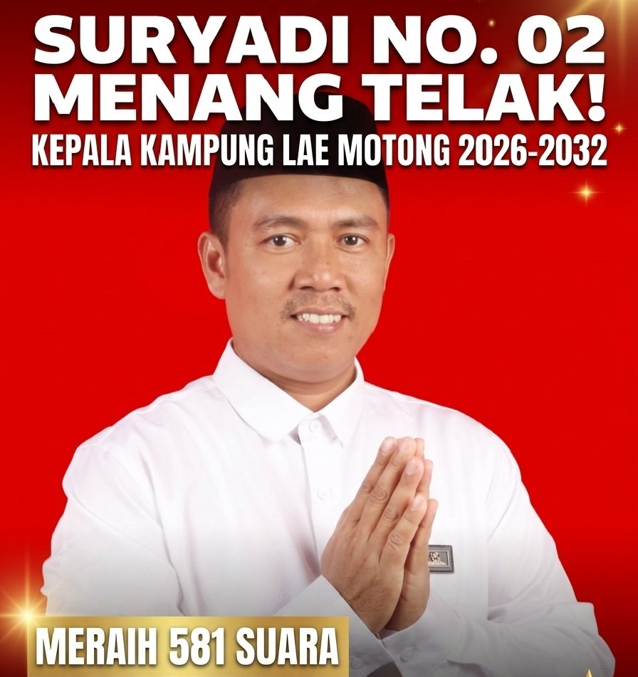 Suryadi Nomor Urut 02 Menang Telak 581 Suara, Selisih 199 Suara dari Rivalnya Syahrun Suryadi Nomor Urut 02 Menang Telak 581 Suara, Selisih 199 Suara dari Rivalnya Syahrun