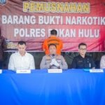 Polres Rohul Bersama Kejaksaan dan Pengadilan Musnahkan 961,5 Gram Sabu dan 229 Butir Ekstasi
