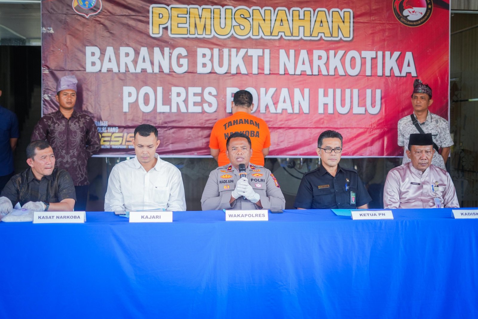 Polres Rohul Bersama Kejaksaan dan Pengadilan Musnahkan 961,5 Gram Sabu dan 229 Butir Ekstasi