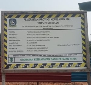 Proyek Pembangunan USB SMKN 13 Batam Senilai Rp4,1 Miliar Disorot, Dikhawatirkan Lewat Batas Waktu