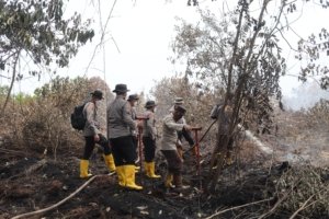 Siswa Sespimmen Polri Dikreg ke-67 Tinjau Lahan Bekas Karhutla di Sungai Sembilan, Edukasi Masyarakat Cegah Karhutla
