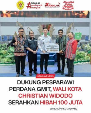 Dukung Pesparawi Perdana GMIT, Wali Kota Christian Widodo Serahkan Hibah 100 Juta