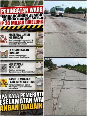 ‎Pembangunan Jembatan Sungai Mesjid Rp30 Miliar Dikeluhkan: Material Jatuhi Sungai, Keretakan Terlihat, dan Nasib Jembatan Lama Menggantung